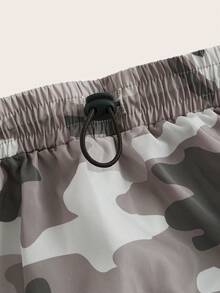 SHEIN EZwear 大碼迷彩印花側抽繩半身裙 - 彩色 - 查看 3