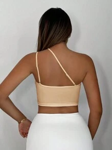 SHEIN SXY Top crop de un hombro con abertura - Albaricoque - Ver 2