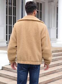 Nam Dây kéo Áo Teddy Jackets - Lạc đà - Xem 2