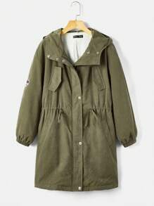 SHEIN EZwear Áo giữ nhiệt có dây rút thắt lưng - màu xanh lá - Xem 1