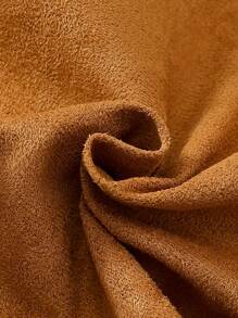 SHEIN 女小童羊絨領口毛絨內襯夾克和牛仔效果印花長褲 - 卡其色 - 查看 8