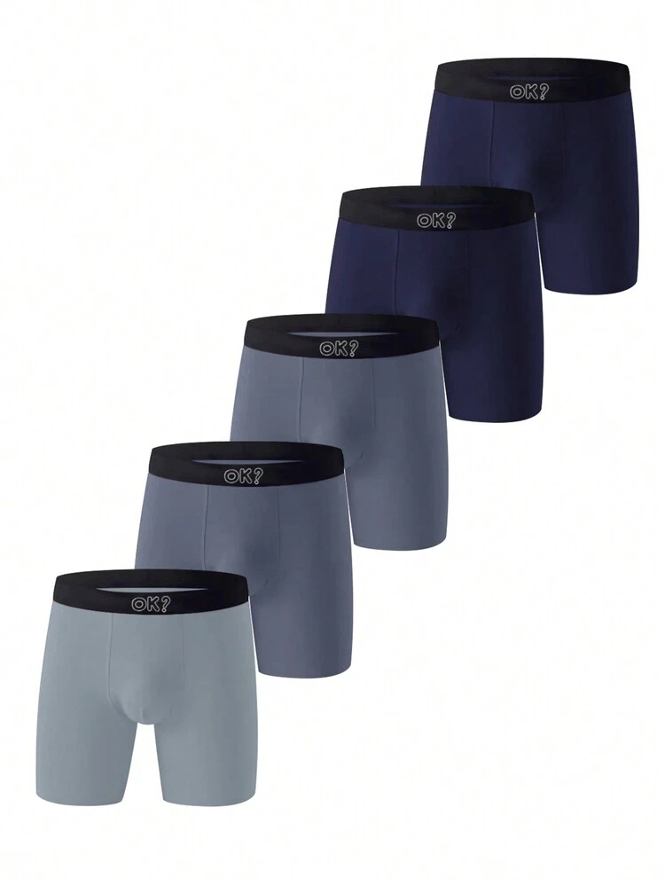 Men 5pcs Letter Graphic Tape Boxer Brief