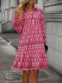 EMERY ROSE In Toàn bộ Xù Hoa Sen Váy Smock - Màu Hồng Tươi - Xem 5