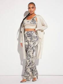 SHEIN SXY 中國龍圖案短款背心和褲子和外套 - 彩色 - 查看 4