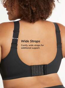 LUVLETTE Plus Dream Curve 2ndSkin 无线全覆盖无缝侧支撑休闲文胸无钢圈文胸健身运动文胸 - 黑色 - 查看 7