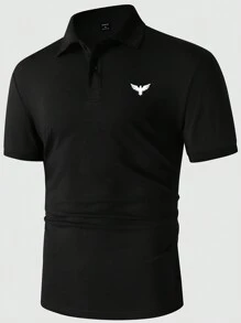 Manfinity Homme Men Eagle Print Polo Shirt - Black - View 3