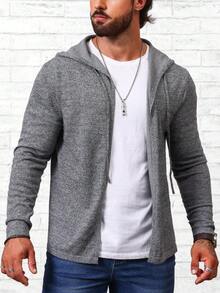 Manfinity Homme Chaqueta con capucha con cordón para hombre - Gris - Ver 3