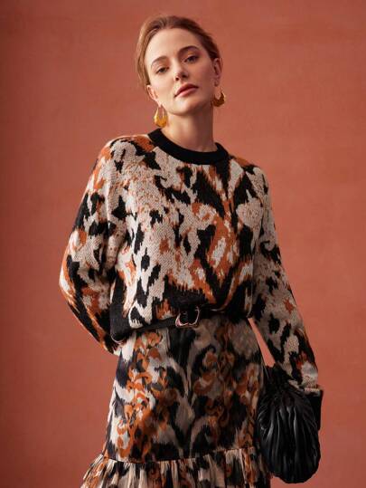 MOTF PREMIUM ALLOVER PRINT KNIT SWEATER