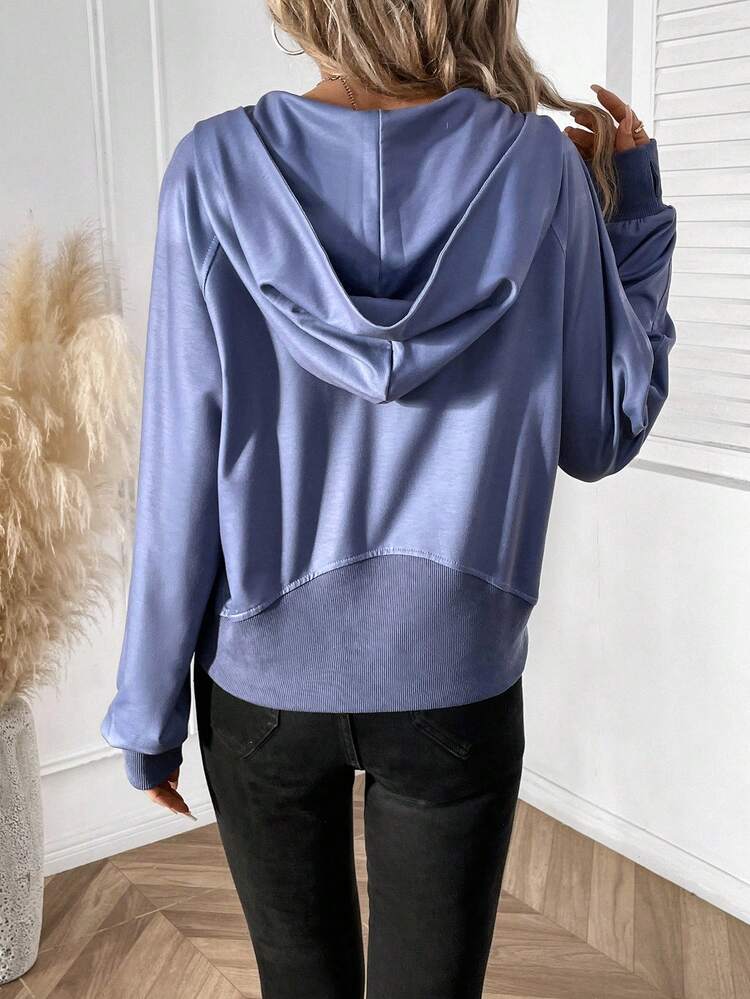 Leopard Print Raglan Sleeve Half Zip Hoodie