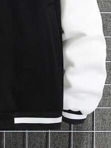 Manfinity Homme Men Plus Colorblock Striped Trim Bomber Jacket - Multicolor - View 3