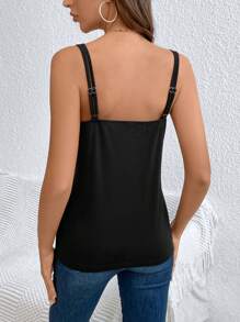 SHEIN Frenchy 愛心刺繡鏤空背心上衣 - 黑色 - 查看 2