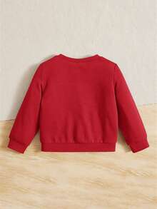 SHEIN Baby Boys Letter Graphic Sweatshirt - Red - View 2