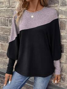 SHEIN LUNE 雙色蝙蝠袖T恤 - 彩色 - 查看 5