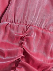 SHEIN Young Girl Ruched Ruffle Hem Dress - Hot Pink - View 7
