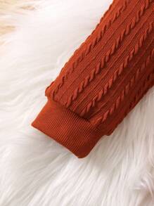 SHEIN 女大童素色小高領洋裝&包 - 卡其色 - 查看 7