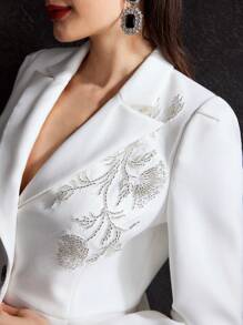 MOTF PREMIUM FLORAL BEADED BLAZER - White - View 3