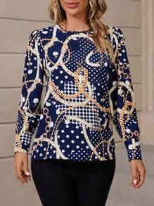 EMERY ROSE 錬條圖案波卡圓點襯衫 - 彩色 - 查看 1