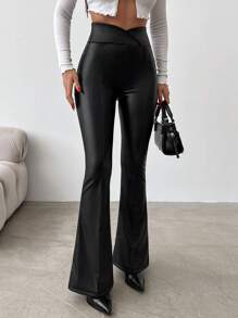 EURMUSE Flare Leg Pants - Black - View 4