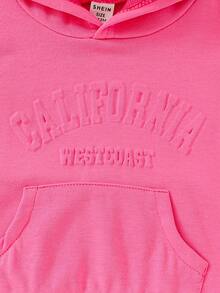 女婴字母刺绣袋鼠口袋卫衣 - 玫紅色 - 查看 3