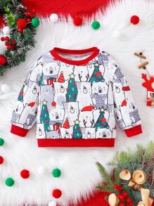 男嬰聖誕圖案運動衫適用於聖誕 - 白色 - 查看 1