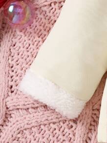 女嬰雙口袋羊絨領口牛角扣毛絨內襯外套 - 彩色 - 查看 4