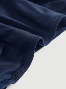 SHEIN MOD 單肩褶邊短款上衣 - 藏蓝色 - 查看 4