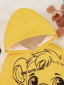 男孩卡通和字母圖案保暖連帽衫