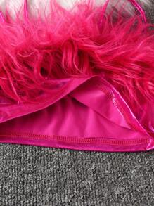 SHEIN Sparklyn Tween Girl Fuzzy Trim Cami Top & Flare Leg Pants