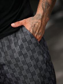 Manfinity Homme Men Allover Print Drawstring Waist Pants - Black - View 4