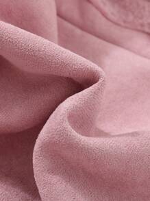 SHEIN Baby Girl 3D Ear Design Hooded Teddy Lined Overcoat Without Sweater - Pink - View 5