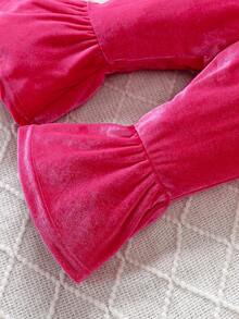 SHEIN Đứa bé gái Thêu trái tim Xù Hoa Sen Áo liền quần - Màu Hồng Tươi - Xem 7