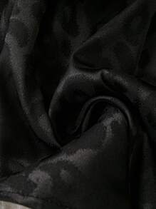 Flouryn Plus Leopard Jacquard Belted Satin Shirt Fall Cloth For Women - Black - View 4