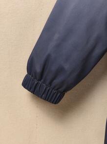 SHEIN Young Boy Ombre Letter Patched Detail Teddy Lined Hooded Coat - Multicolor - View 4