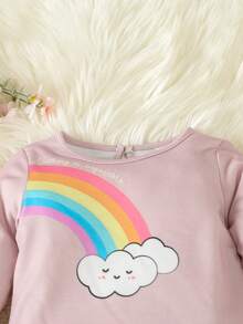 Baby Girl Rainbow Print Tee & Pants - Pink - View 3