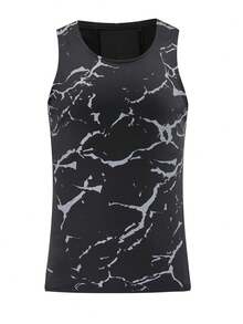 Manfinity Sport Corelite 男士閃電印花運動背心訓練上衣 - 黑色 - 查看 3