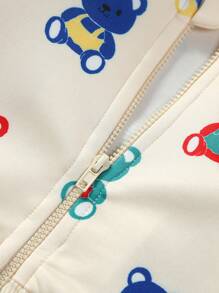 SHEIN Baby Boy Bear Print Zip Up Bomber Jacket - Multicolor - View 3