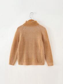 Teen Boys Turtleneck Raglan Sleeve Sweater - Khaki - View 2