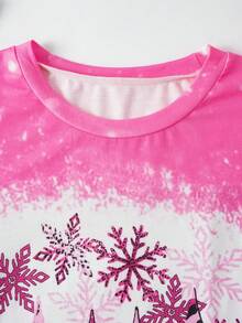 SHEIN LUNE Christmas Print Tee - Pink - View 4
