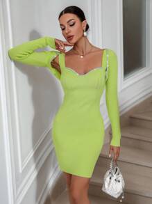 Zolique 羅紋針織毛衣洋裝和開衫 - 綠色 - 查看 4