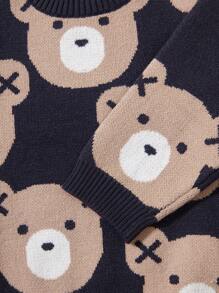 Baby Boy Bear Pattern Sweater - Dark Grey - View 5