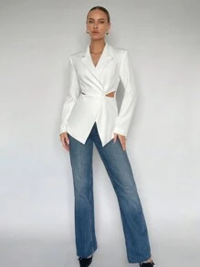 BizChic 腰部鏤空單釦西裝外套 - 白色 - 查看 5