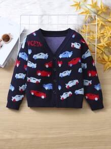 SHEIN 男小童車圖案前紐扣開襟衫 - 彩色 - 查看 1