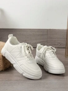 Women's Shoes Spring/Autumn Thick-Soled White Sneakers 2021 New All-Match Casual Chunky Shoes Running Sports Shoes - White - View 4