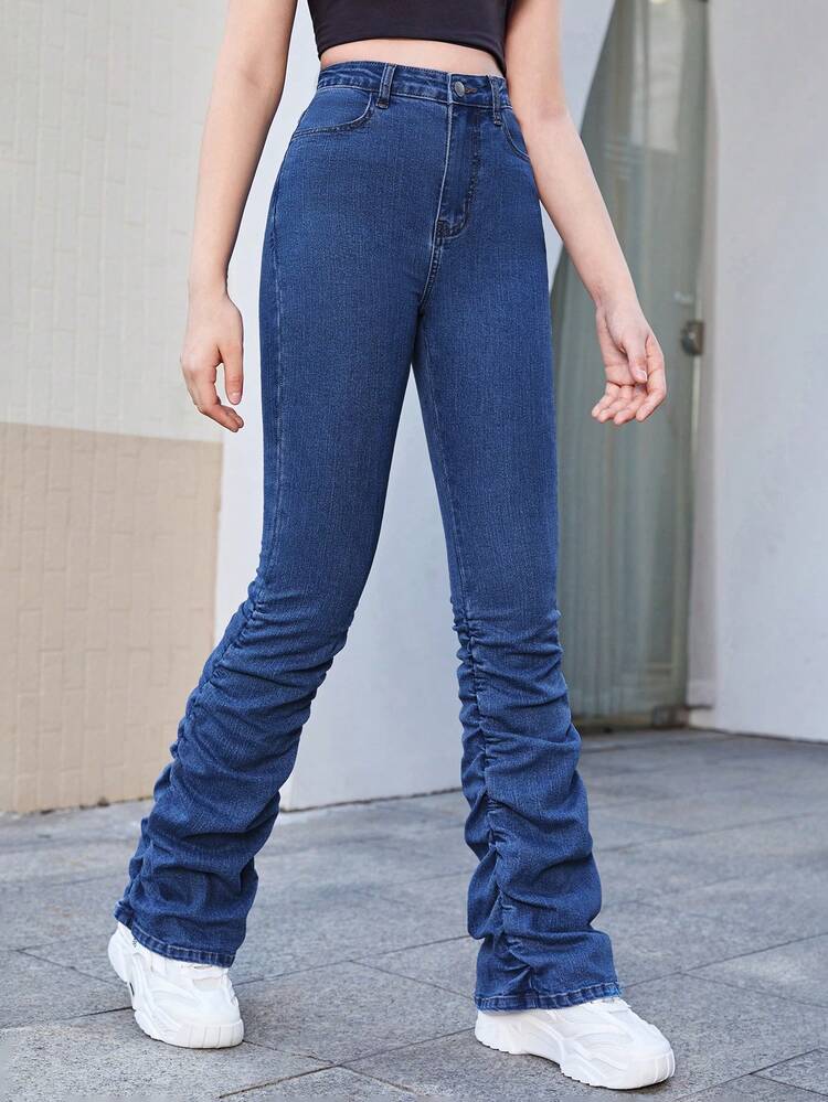 Teen Girl Slant Pocket Stacked Jeans