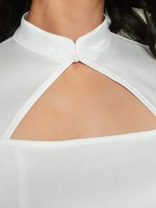 EastFlair Cut Out Front Crop Top & Ruched Bodycon Skirt