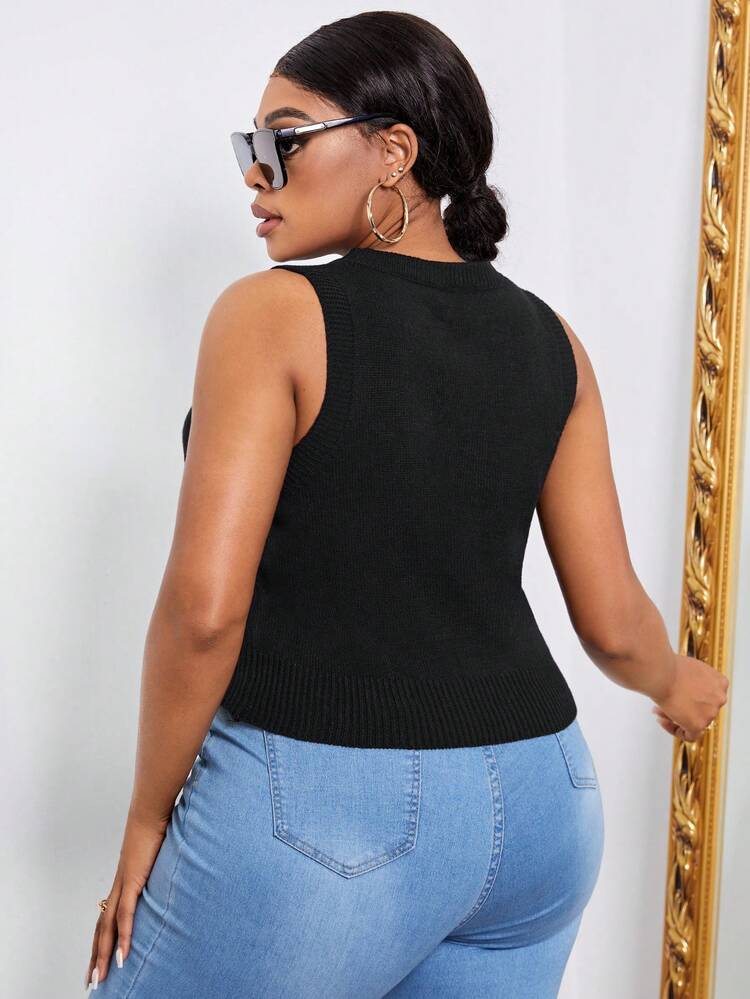 Plus Floral Pattern Knit Top