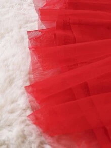 SHEIN 女嬰聖誕圖案荷葉邊連身背心&網紗半身裙＆ 頭巾&腿部保暖套 - 彩色 - 查看 4