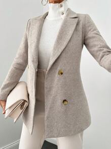 EURMUSE Lapel Collar Double Breasted Blazer