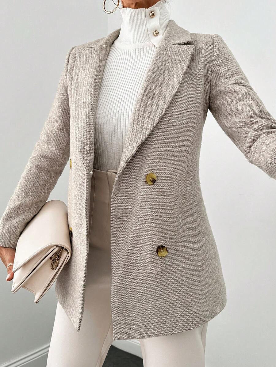 EURMUSE Lapel Collar Double Breasted Blazer