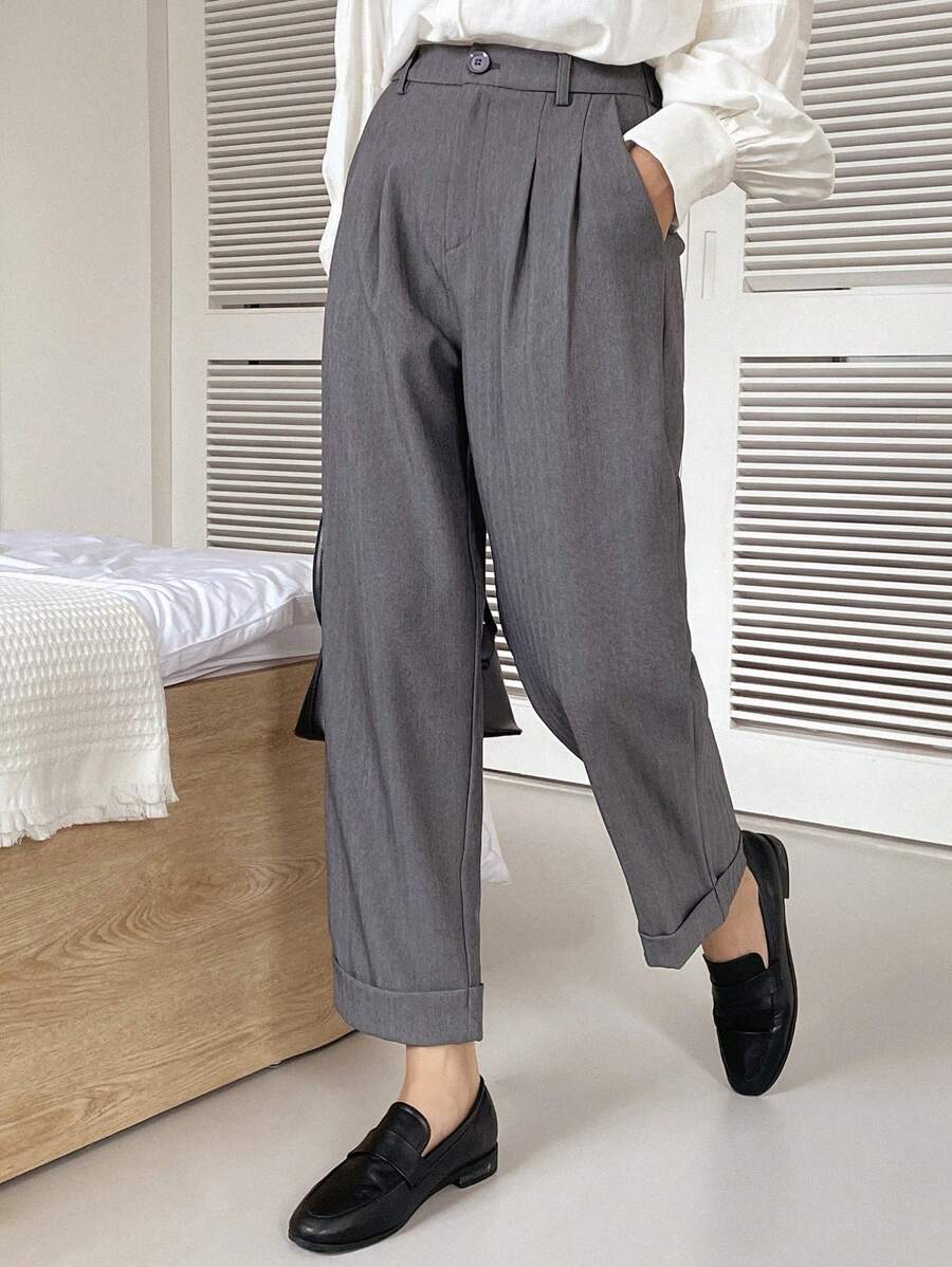 DAZY Spodnie Casual Business Solid Color Tapered Leg, Spodnie damskie wizytowe